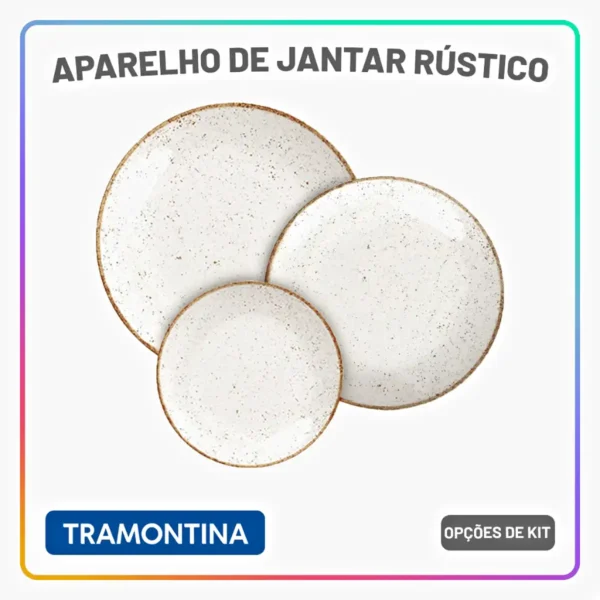 Aparelho de Jantar Rustico Marrom Jogo de Pratos - Imagem 7