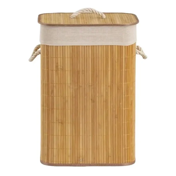 Cesto de Roupa Suja de Bambu Dobrável Organizador - Imagem 3