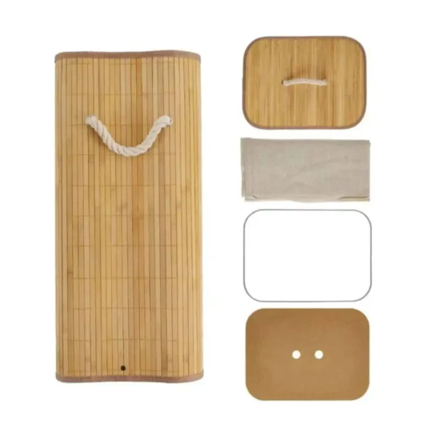 Cesto de Roupa Suja de Bambu Dobrável Organizador - Imagem 7