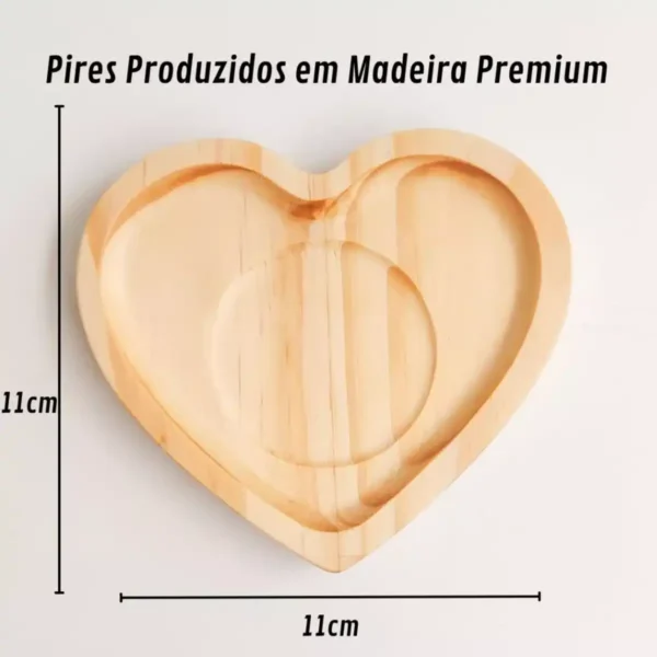 Jogo de Xícaras Café Chá com Pires de Madeira Coração - Imagem 5