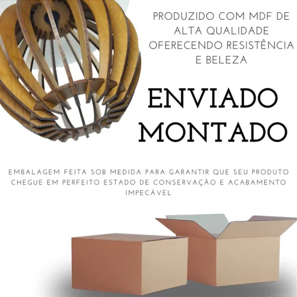 Abajur de Cabeceira Luminárias Kit de MDF Mesa e Quarto - Imagem 3