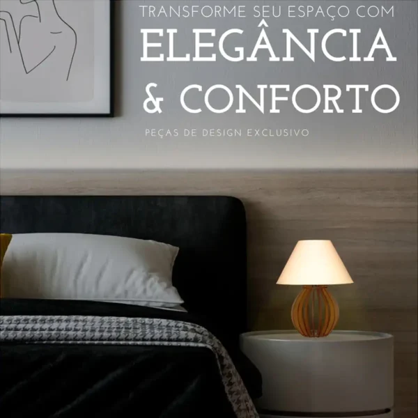 Abajur de Cabeceira Luminárias Kit de MDF Mesa e Quarto - Imagem 2