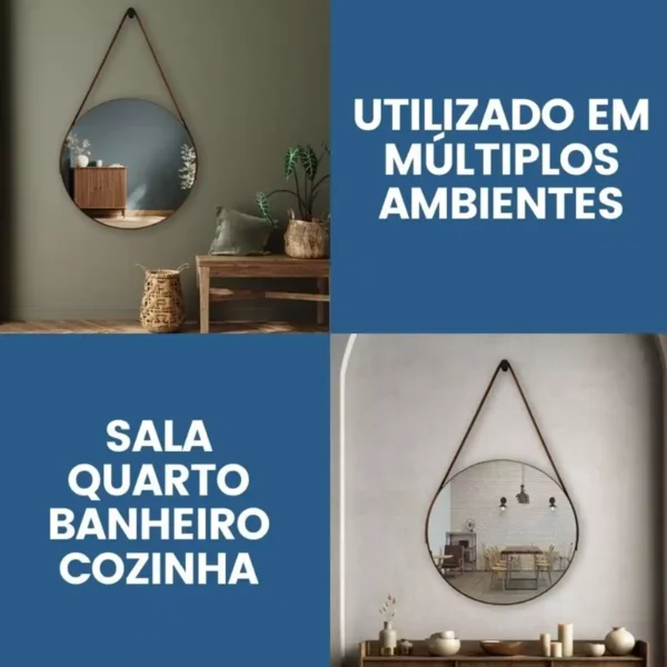 Espelho Redondo para Banheiro Sala Quarto Adnet 30cm - Imagem 2