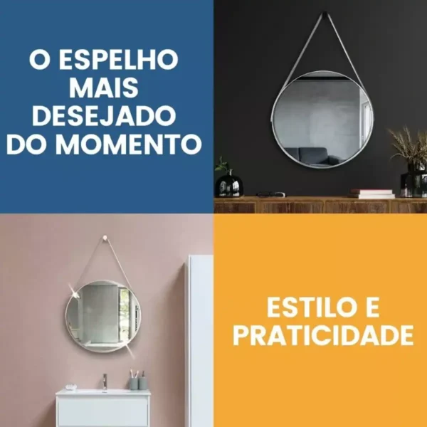Espelho Redondo para Banheiro Sala Quarto Adnet 30cm - Imagem 4