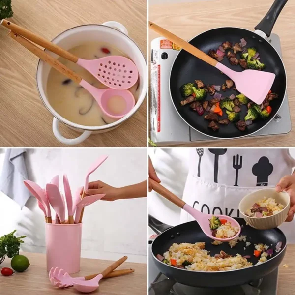jogo de utensílios de silicone Kit 5/12 Cabo de Madeira MasterChef - Imagem 8