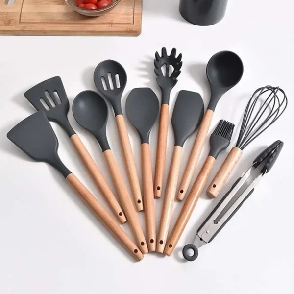 jogo de utensílios de silicone Kit 5/12 Cabo de Madeira MasterChef - Imagem 2