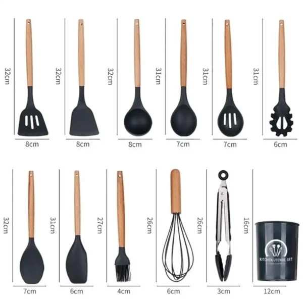 jogo de utensílios de silicone Kit 5/12 Cabo de Madeira MasterChef - Imagem 4
