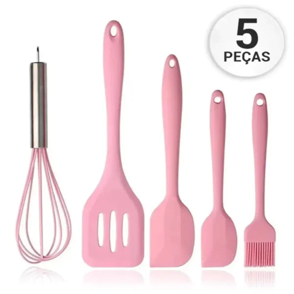 jogo de utensílios de silicone Kit 5/12 Cabo de Madeira MasterChef - Imagem 5