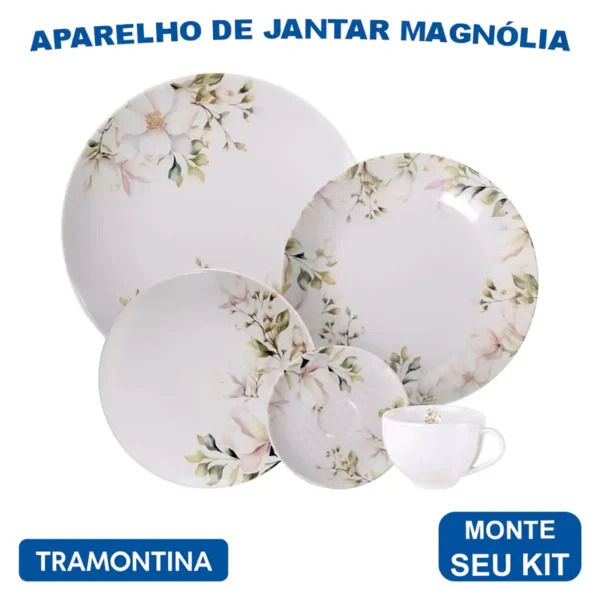 Aparelho de Jantar Magnólia Jogo Rasos, Fundos e Sobremesa - Imagem 5