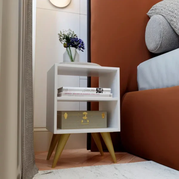 Mesa de Cabeceira Nicho Decoração Retro Palma Branco - Imagem 3