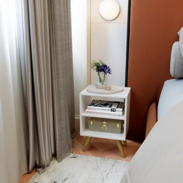 Mesa de Cabeceira Nicho Decoração Retro Palma Branco - Imagem 4