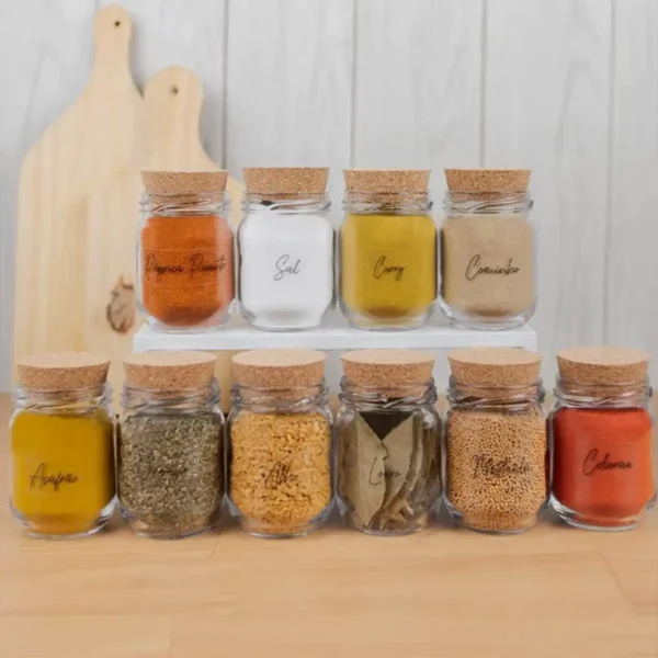 10 Potes para Temperos 200ml + Cartela com 28 Adesivos - Imagem 3