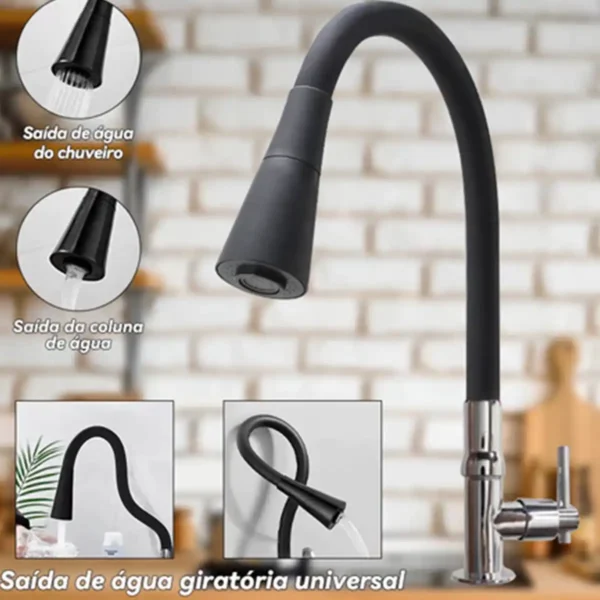 Torneira Gourmet Cozinha Inox Prata com Rotação de 360° - Imagem 2