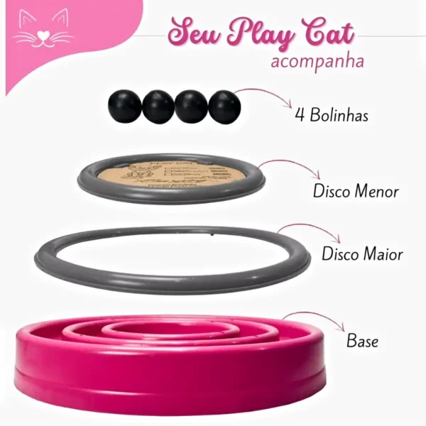 Brinquedos Para Gato Duas Pistas 4 Bolinhas Play Cat Anti Estresse - Imagem 3