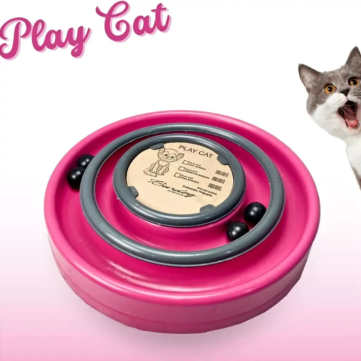 Brinquedos Para Gato Duas Pistas 4 Bolinhas Play Cat Anti Estresse