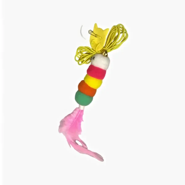 Brinquedos para Gato Lagarta Interativo com Pena Sino e Corda para Pendurar - Imagem 5