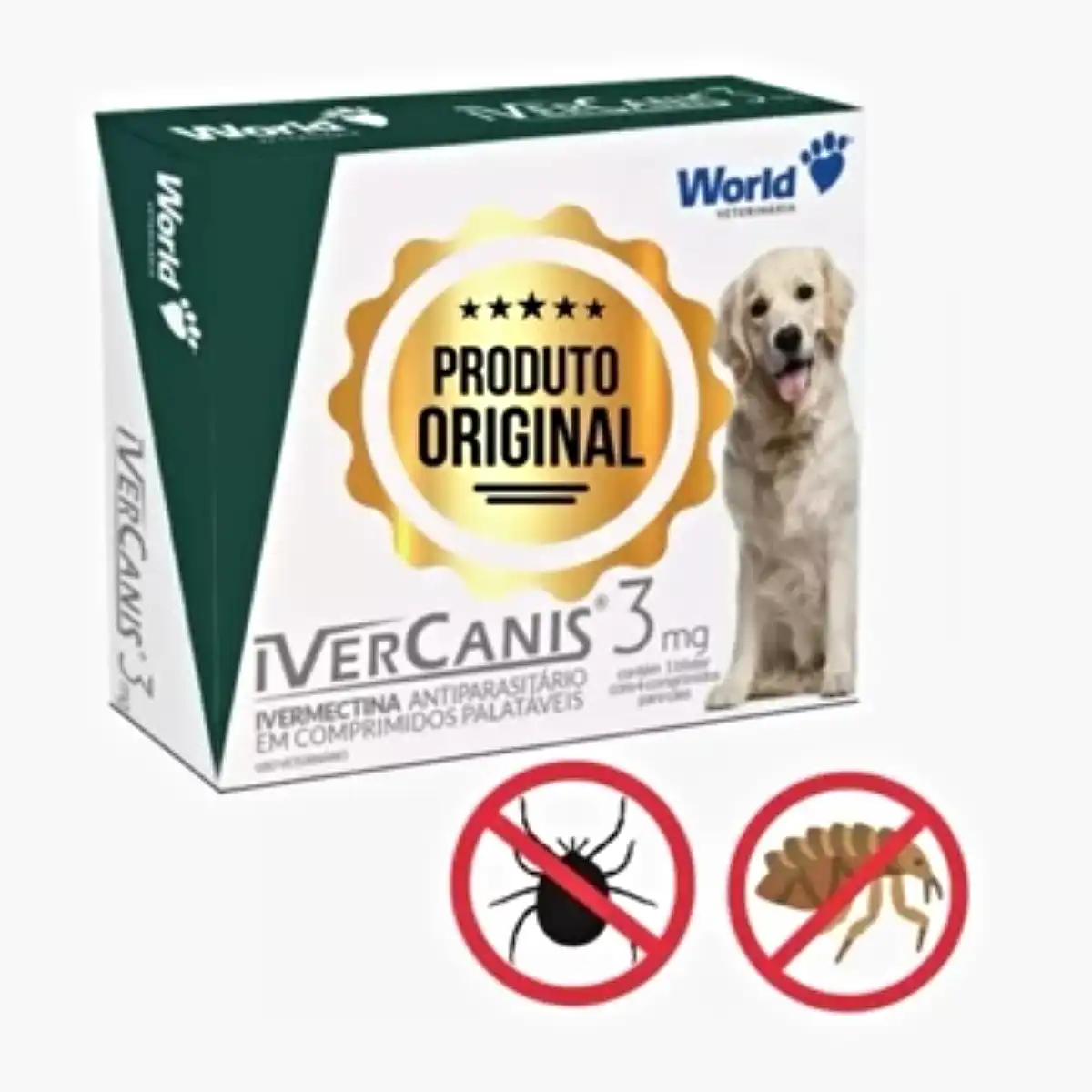 Remédio para Carrapato Pulgas e Sarna Ivercanis 3mg C/4 Comprimidos