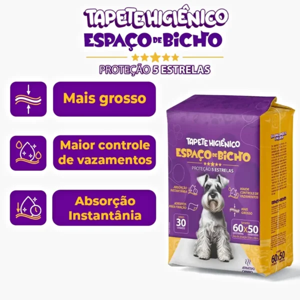 Tapete Higiênico Pet Para Cães 50x60cm 30 Unidades Espaço De Bicho - Imagem 6