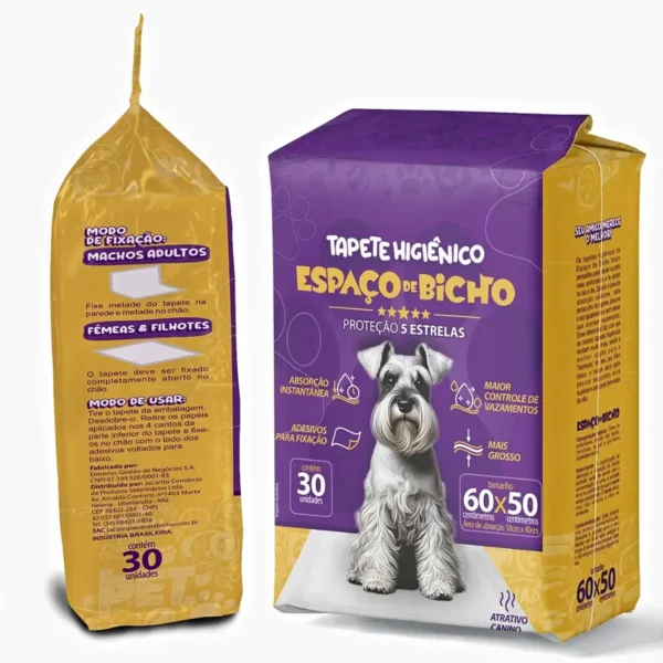 Tapete Higiênico Pet Para Cães 50x60cm 30 Unidades Espaço De Bicho - Imagem 3