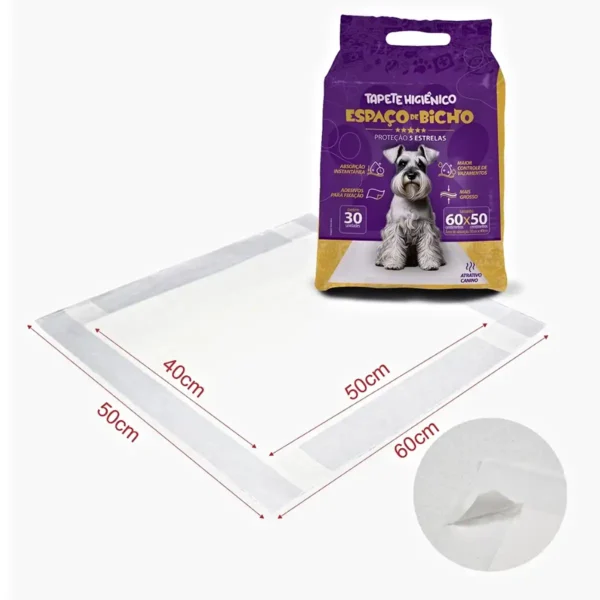 Tapete Higiênico Pet Para Cães 50x60cm 30 Unidades Espaço De Bicho - Imagem 2