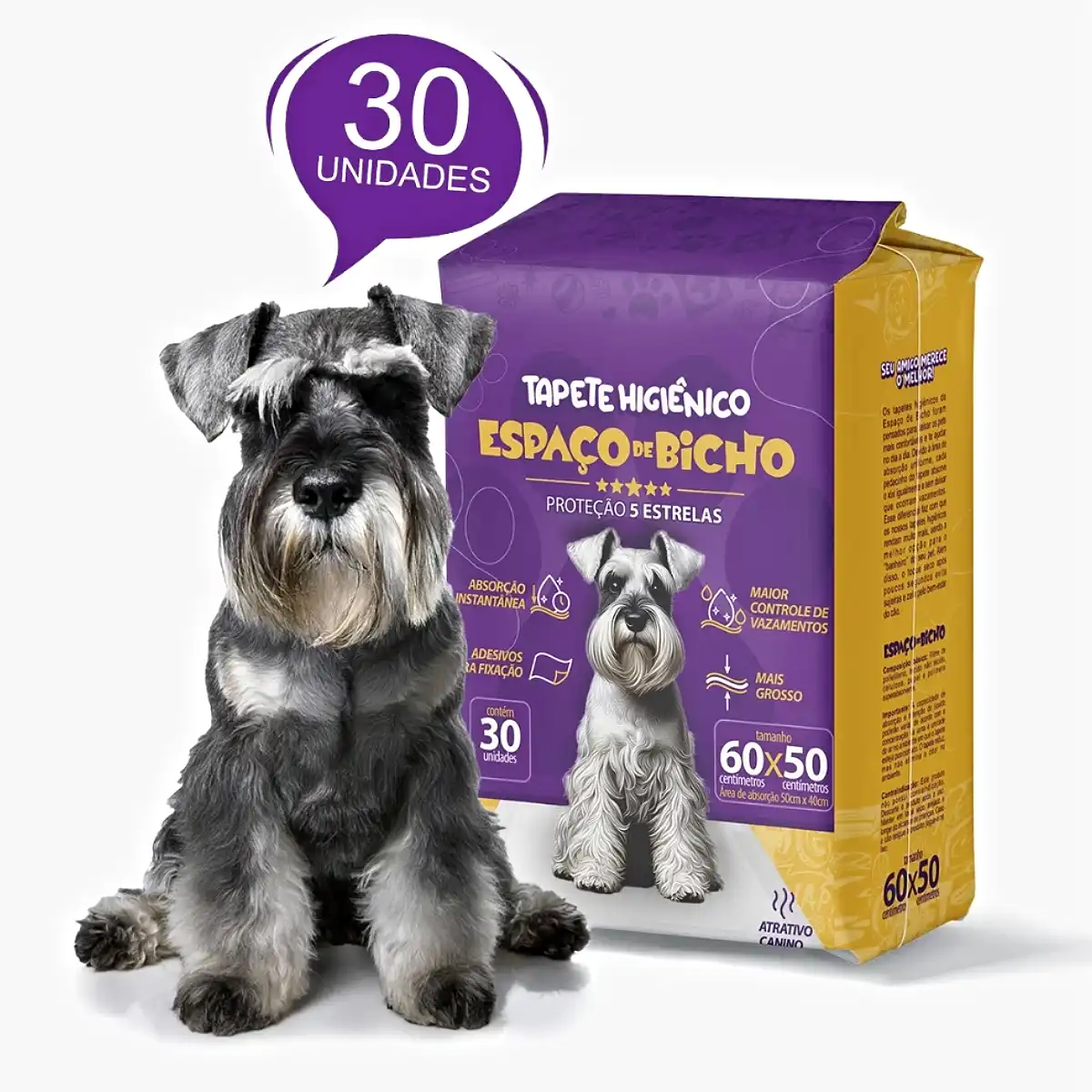 Tapete Higiênico Pet Para Cães 50x60cm 30 Unidades Espaço De Bicho