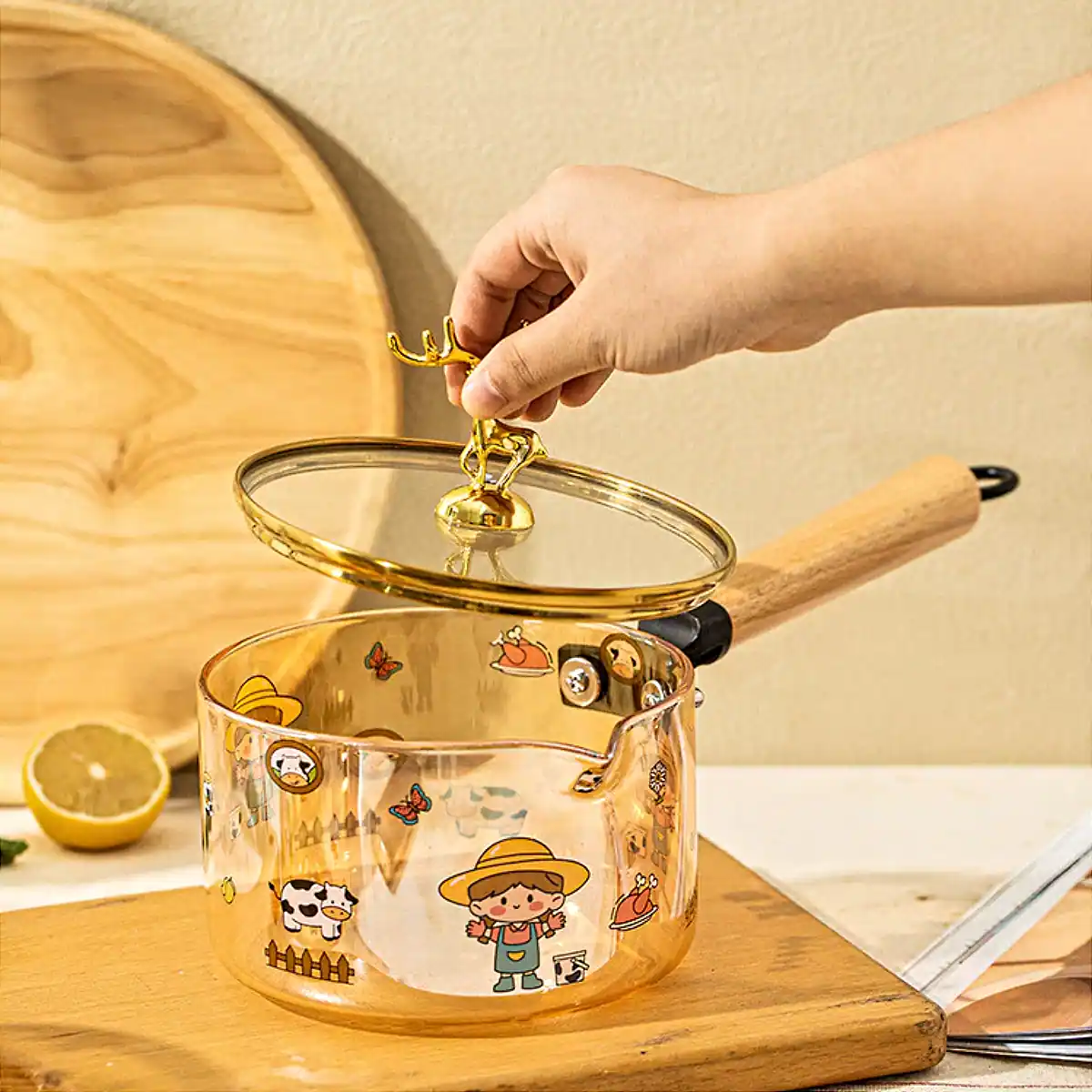 Panela De Vidro Com Alça Única , Sopa , Leite , Macarrão Instantâneo_02