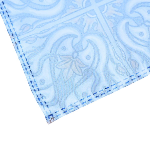 Kit com 10 Guardanapo de Azul Azulejo Estampado Tecido Microfibra Digital 35cm x 35cm - Imagem 6