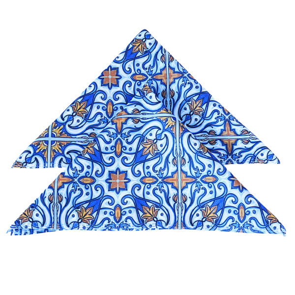 Kit com 10 Guardanapo de Azul Azulejo Estampado Tecido Microfibra Digital 35cm x 35cm - Imagem 3