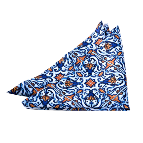 Kit com 10 Guardanapo de Azul Azulejo Estampado Tecido Microfibra Digital 35cm x 35cm - Imagem 5